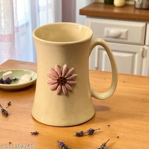 Handmade Floral Ceramic Coffee Mug | Daisy Flower Tea Cup | Aesthetic Artisan Drinkware