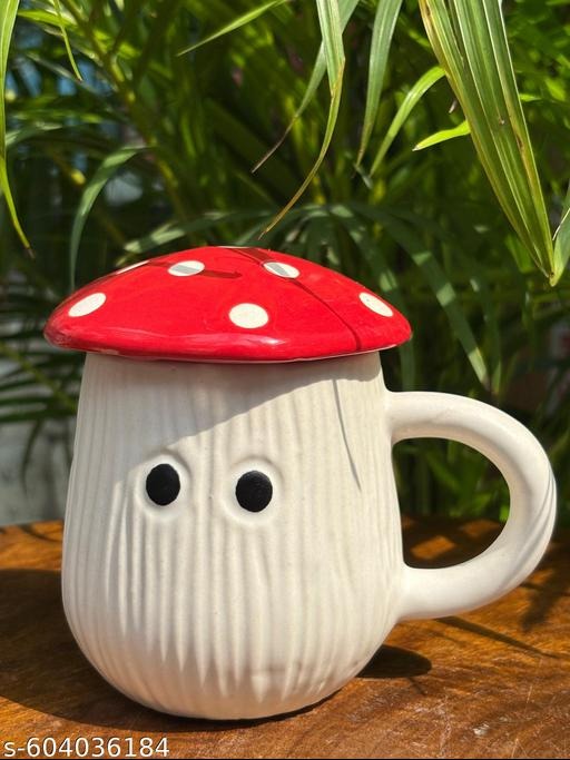 Handmade Mushroom Ceramic Coffee Mug | Cute Toadstool Tea Cup | Cottagecore Aesthetic Drinkware