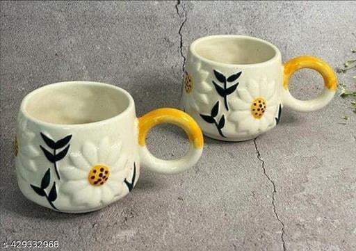 Handmade Daisy Ceramic Coffee Mug | Floral Aesthetic Tea Cup | Cute Artisan Drinkware